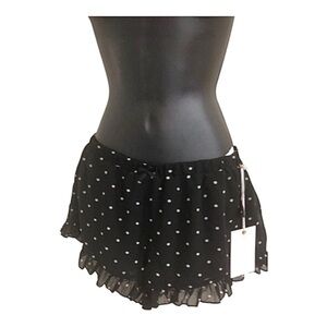 Black white polka dot ruffle hem sheer chiffon shorts‎ size small new